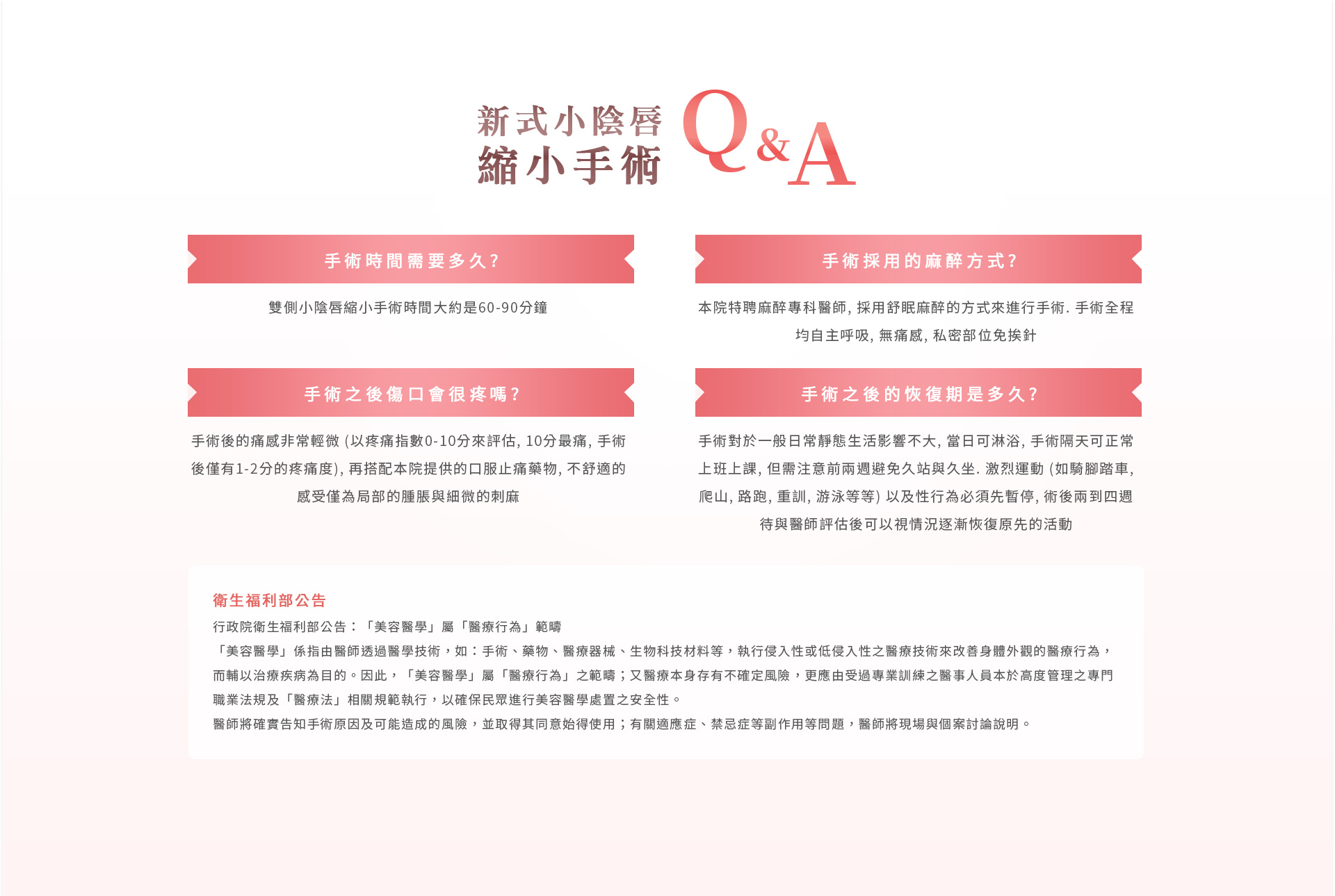 新式小陰唇整修手術 Q&A 